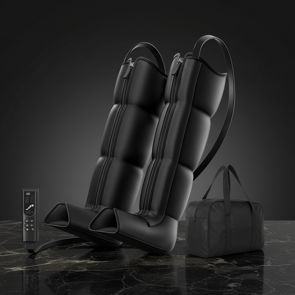 Leg Compression Massager Recovery System - Full-Leg Compression Boots with 8 Intensity 6 Modes for Circulation & Muscle Relief, FSA-HSA Eligible, Gifts for Men & Women, Black Medium